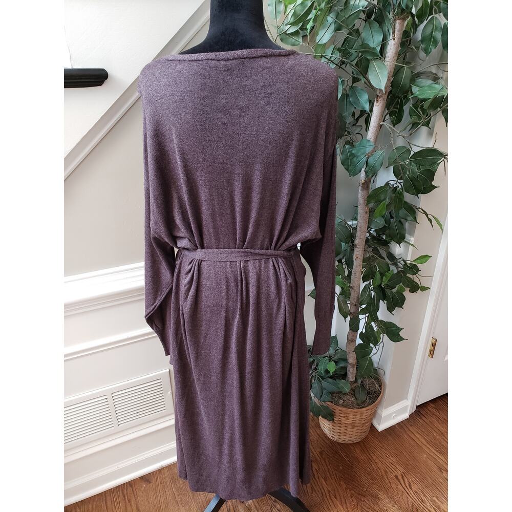 Terra & Sky Maxi Dress Womens 2X Brown Deep Neck Tie Waist Raglan Sleeve & Hem - Picture 13 of 14